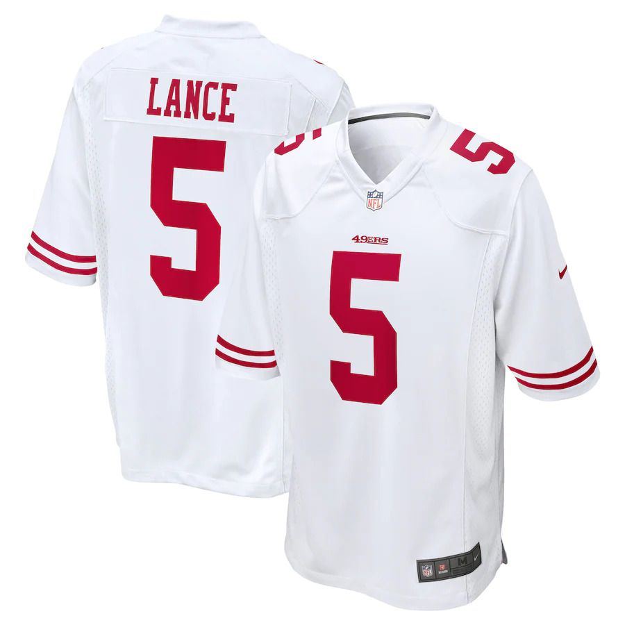 Men San Francisco 49ers #5 Trey Lance Nike White 2021 Draft First Round Pick Game NFL Jersey->san francisco 49ers->NFL Jersey